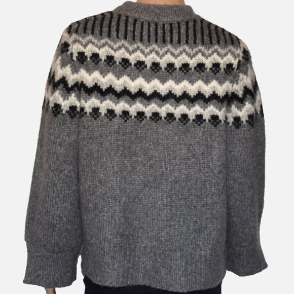 ZARA Alpaca Blend Fair Isle Relaxed Fit Button Sweater Size S - Picture 4 of 7